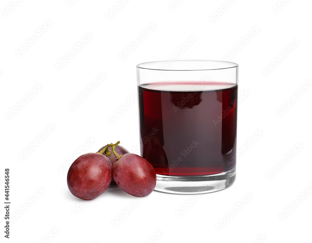 Glass of freshly made grape juice on white background Glass of freshly made grape juice on white background