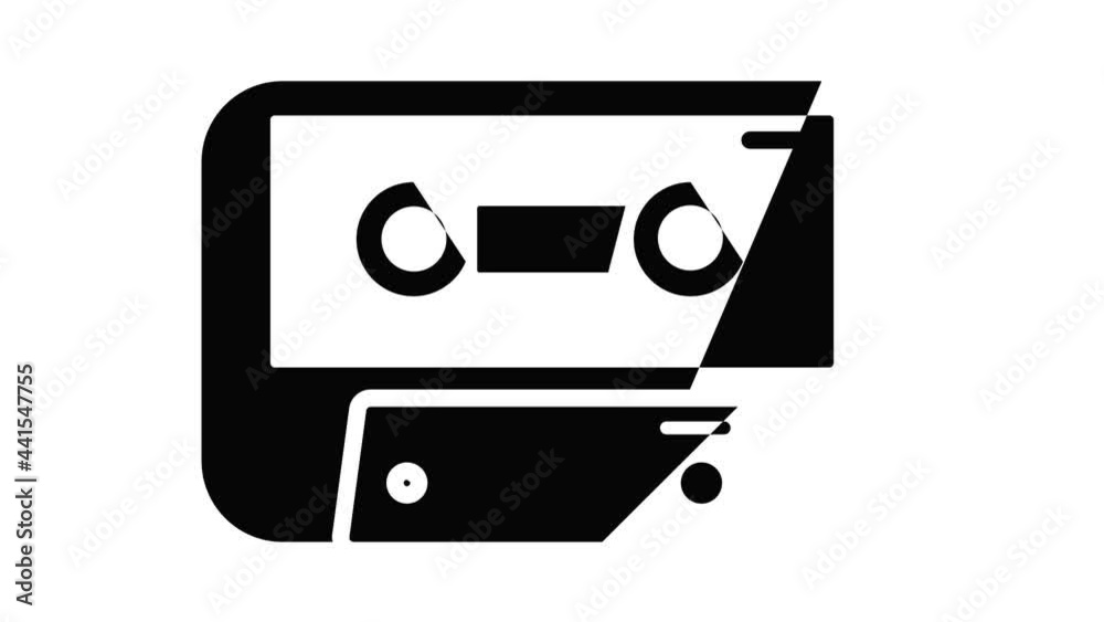 Cassete tape icon animation simple best object on white Cassete tape icon animation simple best object on white