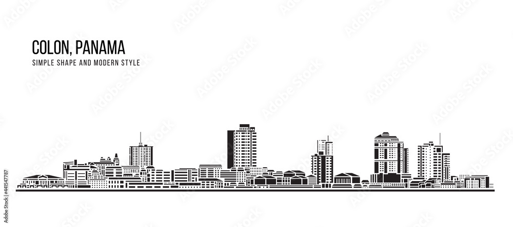 Cityscape Building Abstract Simple shape and modern style art Vector design - Colon city, panama