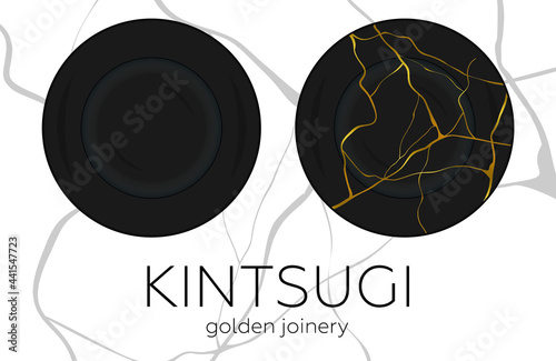 Gold kintsugi cover design vector. Luxury golden marble texture. Crack and broken ground pattern for wall arts, home decoration, print and wallpaper.
