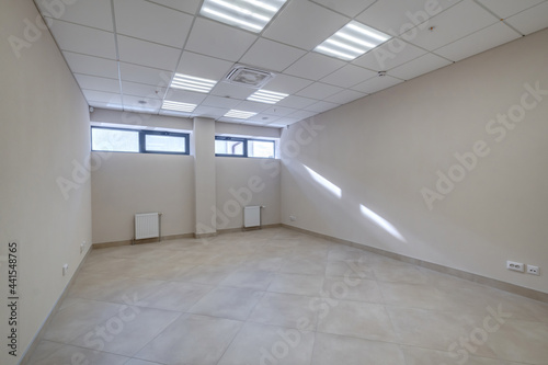 empty white room with repair and without furniture. room for office or clinic