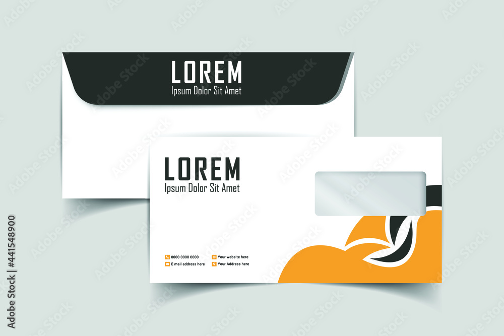 Envelope Design. DL Envelope design with front and back. Luxury, Modern