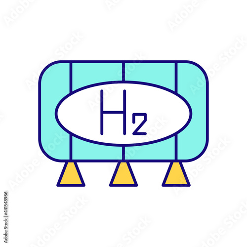 Cryo-compressed hydrogen storage RGB color icon. Isolated vector illustration. Cooling down compressed gas. Storing liquid at cryogenic temperatures in container simple filled line drawing