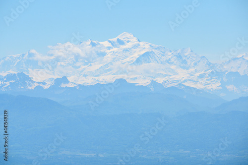 Mont Blanc seen from great distance from the swiss jura