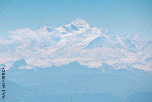 Mont Blanc seen from great distance from the jura vaudoise