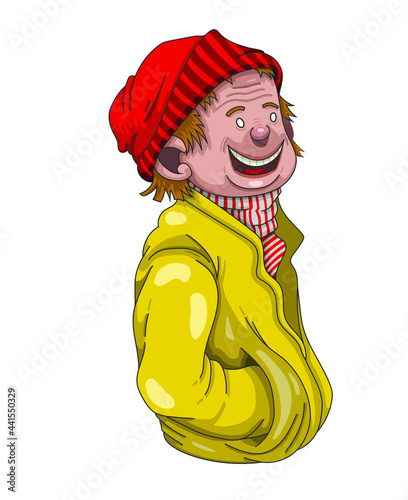 Garçon heureux portant un bonnet et des vêtements d'hiver