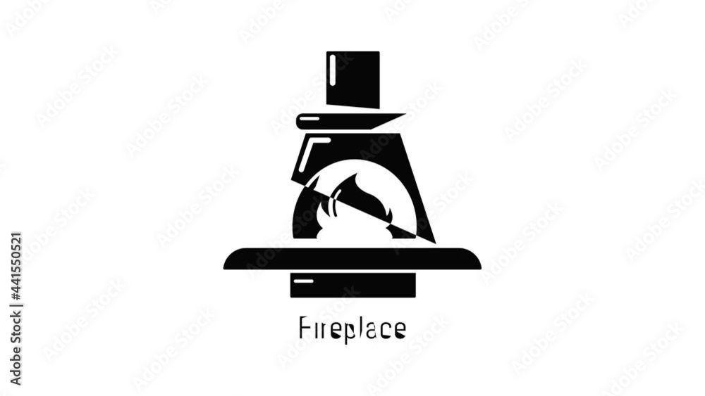 Fireplace icon animation simple best object on white Fireplace icon animation simple best object on white