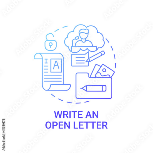 Write open letter concept icon. Viral content abstract idea thin line illustration. Rhetorical expressing thoughts and opinions. Highlighting pertinent issue. Vector isolated outline color drawing