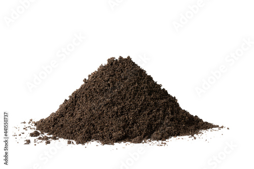 Heap of soil isolated on white
