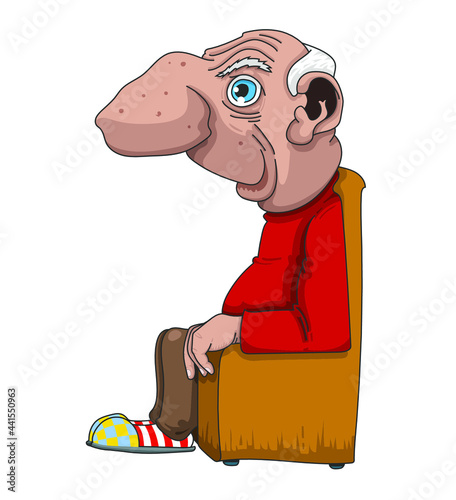 Vieux monsieur assis dans son fauteuil