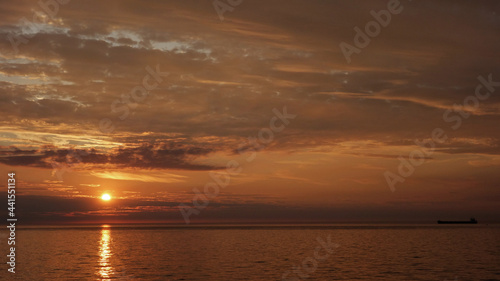 sunset over the ocean, North sea, Belgium © Georgios