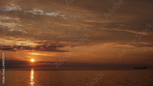 sunset over the ocean, North sea, Belgium