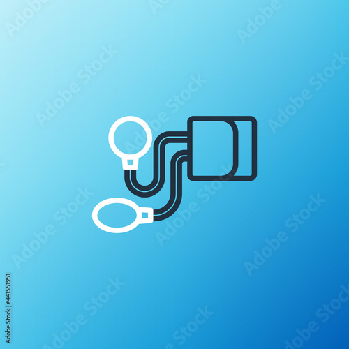 Line Blood pressure icon isolated on blue background. Colorful outline concept. Vector