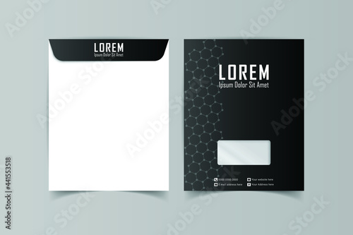 Envelope Design. A4 Envelope design with front and back. Luxury, Modern, Elegant, Professional Minimalist Business A4 Envelope design. Elements of Branding Stationery. Vector illustration photo