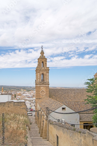 View from above of the tower of the Merced church in Osuna  Seville  Andalusia  Spain
