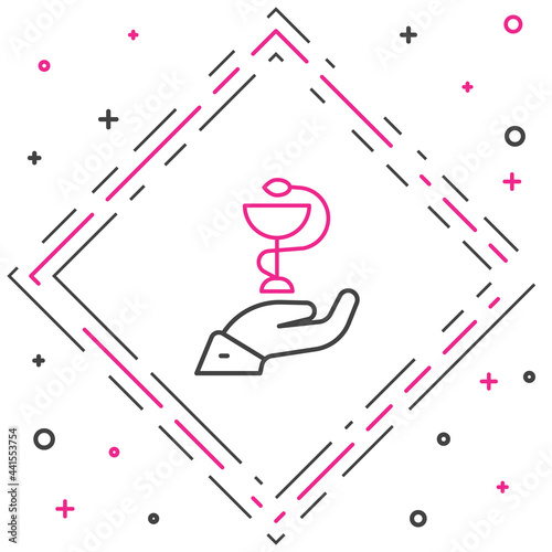 Line Caduceus snake medical symbol icon isolated on white background. Medicine and health care. Emblem for drugstore or medicine, pharmacy. Colorful outline concept. Vector