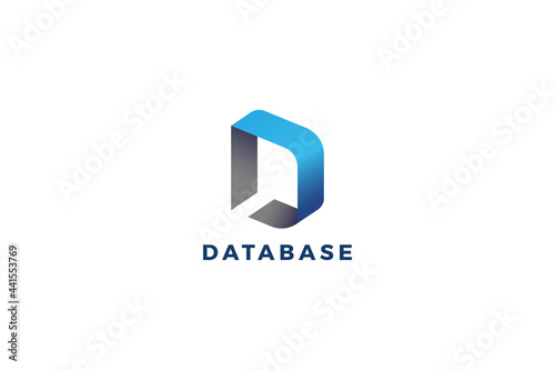 Letter D 3d cubic blue color technological business logo