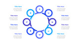 Vector circle element for infographic. Template for cycle presentations banner, workflow layout, process diagram or info graph. Business concept with 8 options, parts, steps or processes