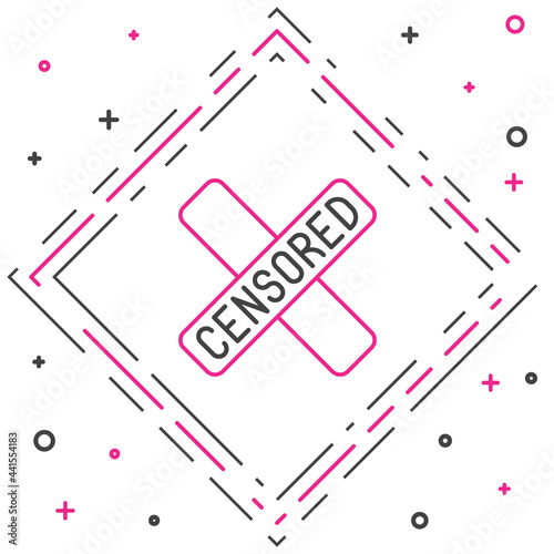 Line Censored stamp icon isolated on white background. Colorful outline concept. Vector