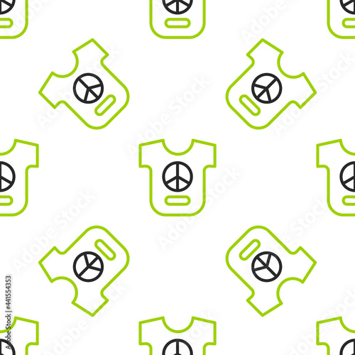 Line Peace icon isolated seamless pattern on white background. Hippie symbol of peace. Vector