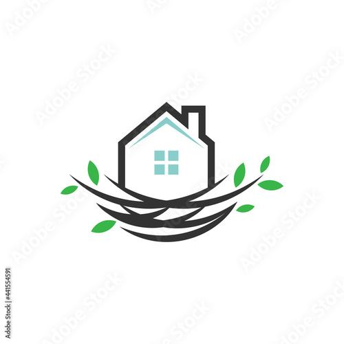 nest house logo. home icon. home nest sign. house building symbol. best for building home logo vector illustration