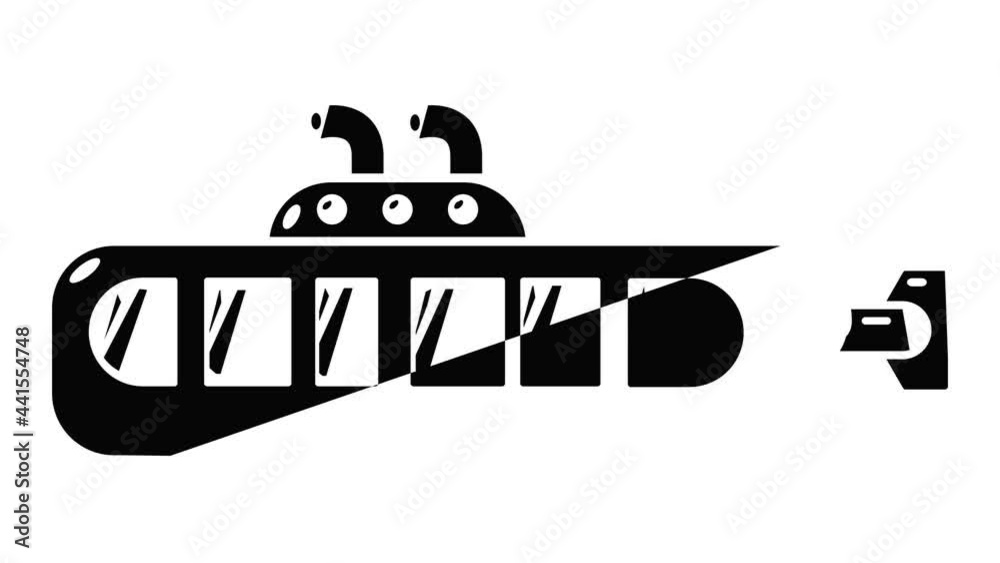 Submarine design icon animation simple best object on white Submarine design icon animation simple best object on white