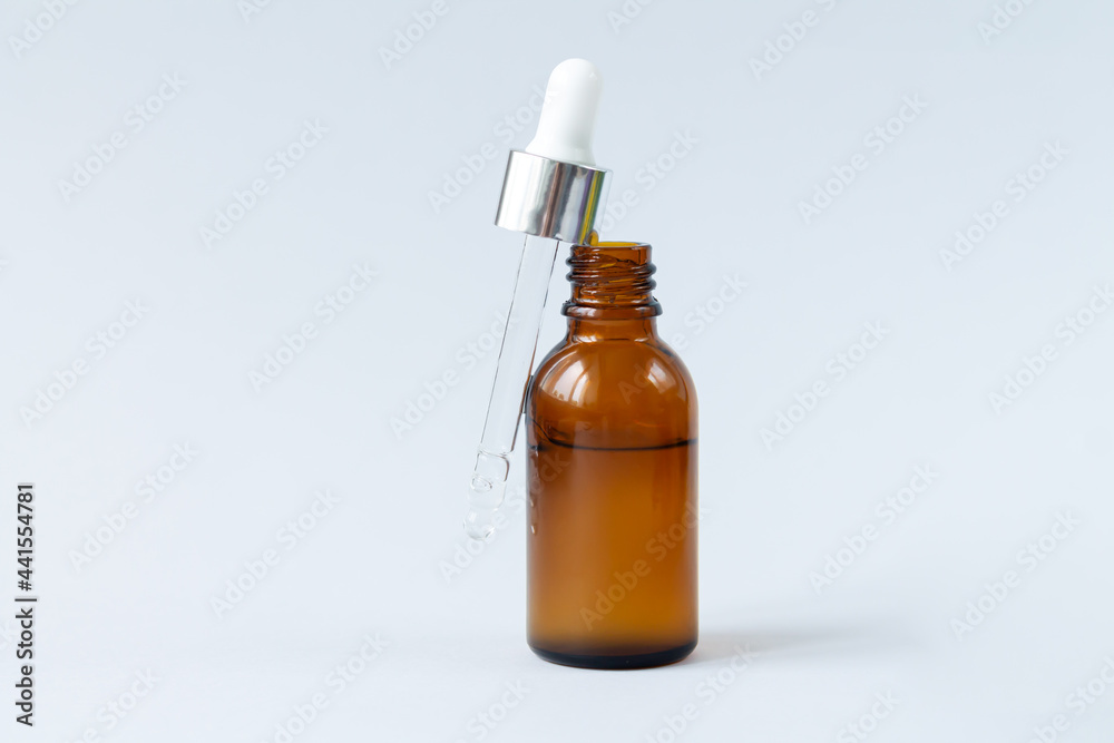 Open glass serum dropper bottle skincare cosmetic