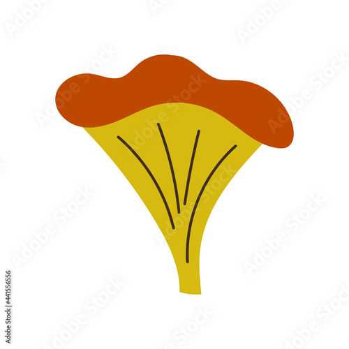 Hand drawn chanterelle mushroom isolated on white background. Fungus icon. Vector illustration