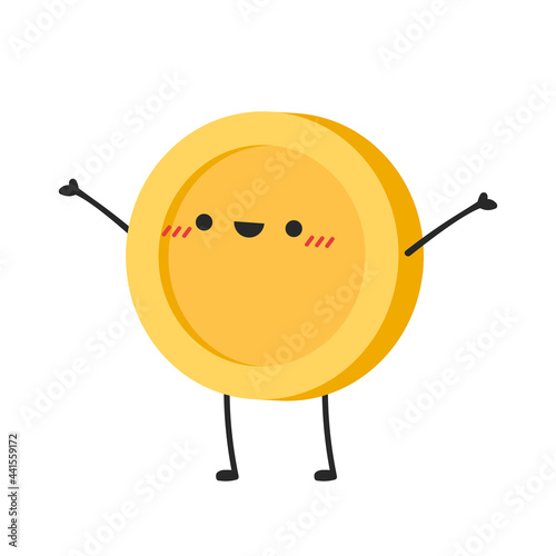 Coin character. wallpaper. free space for text. coin vector.
