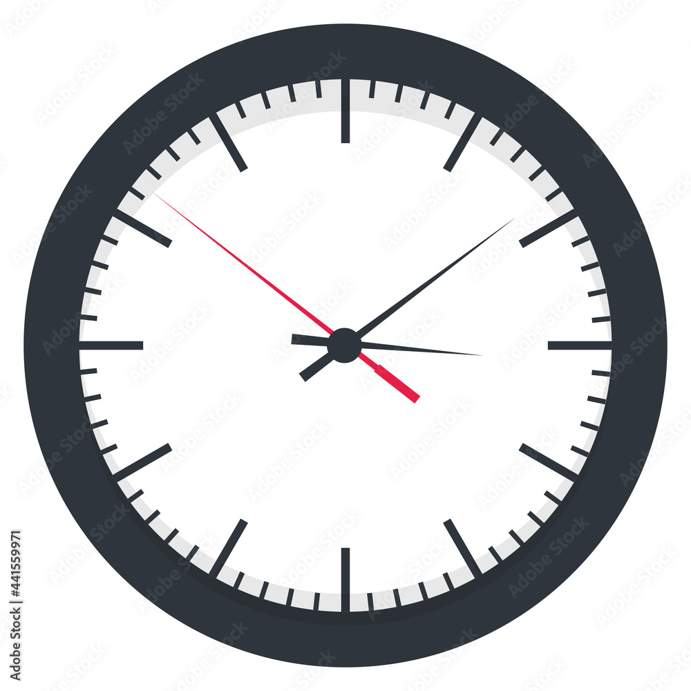 Wall clock. Clock face showing time. black wall office clock icon set. Design template closeup in vector Wall clock. Clock face showing time. black wall office clock icon set. Design template closeup in vector