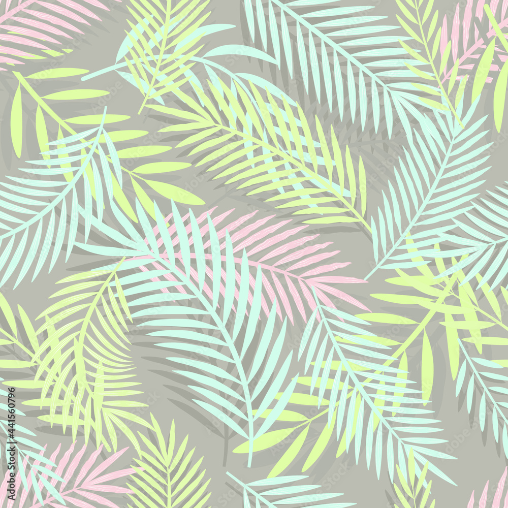 Abstract palm leaves for decorative design. Design spring tree illustration.