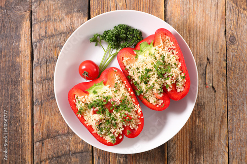 stuffed bell pepper with semolina and vegetables