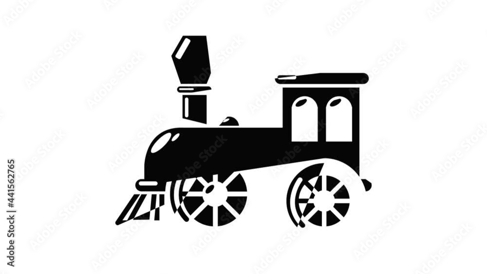 Old train icon animation simple best object on white Old train icon animation simple best object on white