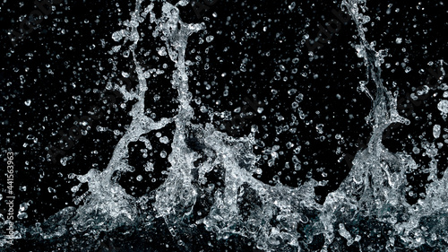 Abstract water splashes isolated on black background