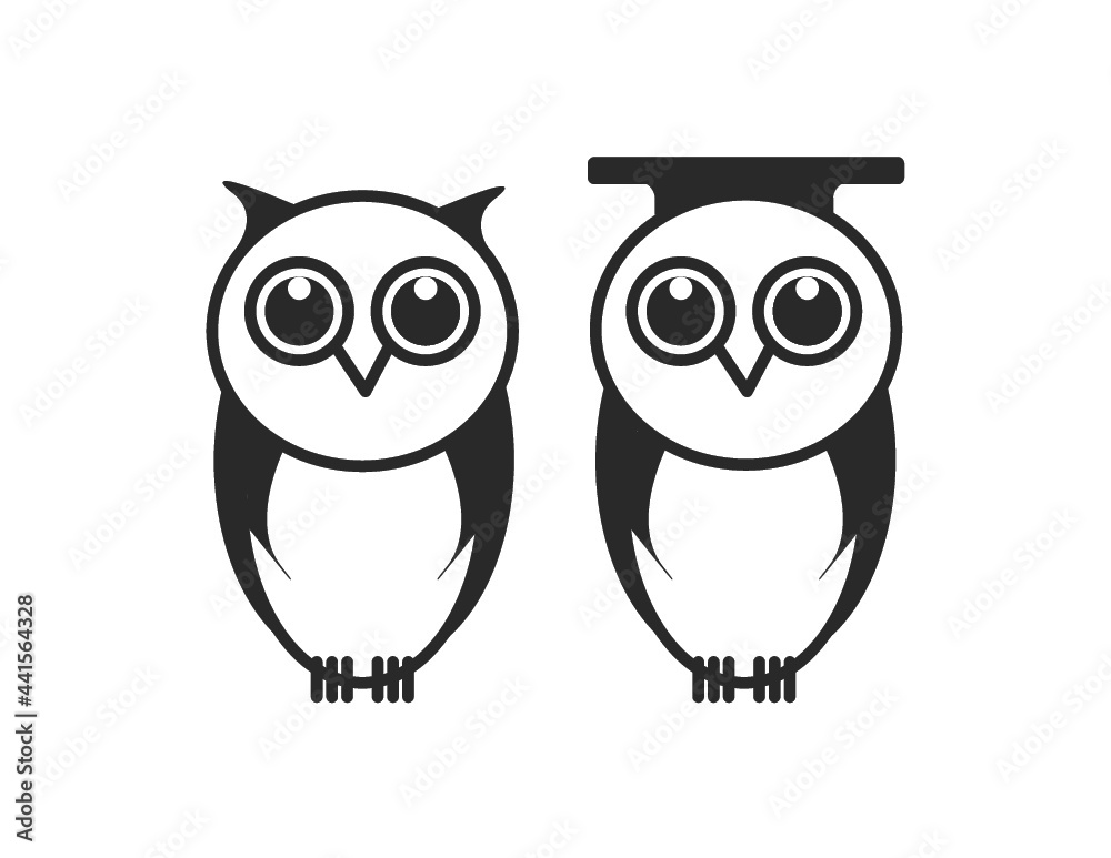Owl and Owlet Vector Logo Template, Scholar Owl Owl and Owlet Vector Logo Template, Scholar Owl
