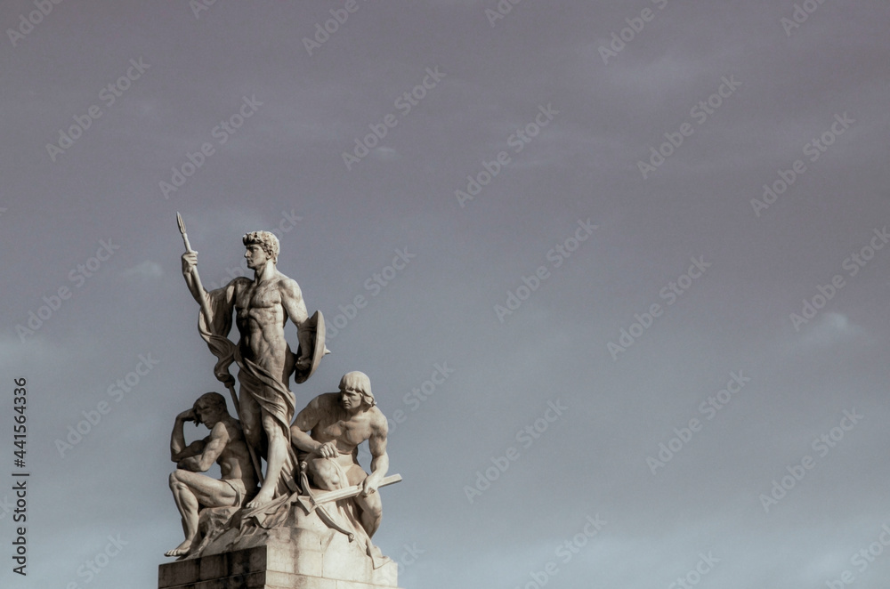 Male statue in a Rome square, Italy
