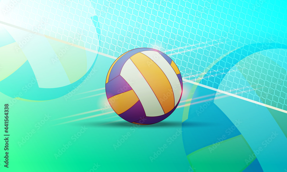 The background is abstract on the theme of a volleyball ball. Energy, sports, ball, net for the game. Design elements.