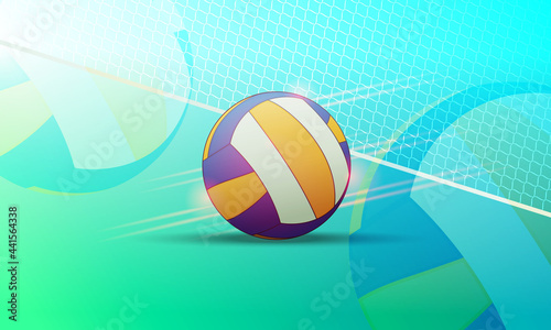 The background is abstract on the theme of a volleyball ball. Energy, sports, ball, net for the game. Design elements.