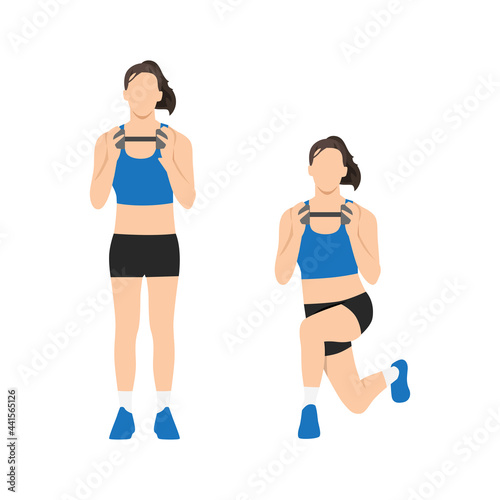 Fotografiet Woman doing Dumbbell curtsy lunge exercise