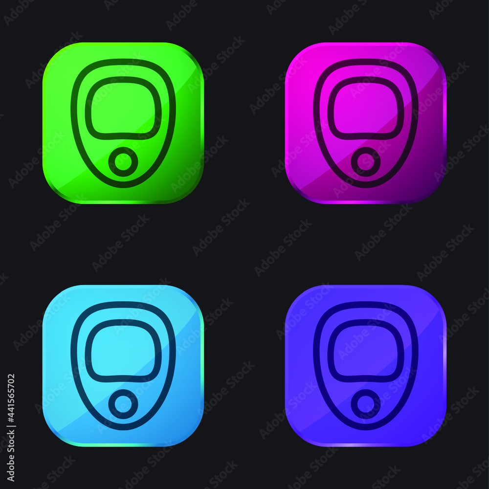 Alarm four color glass button icon Alarm four color glass button icon