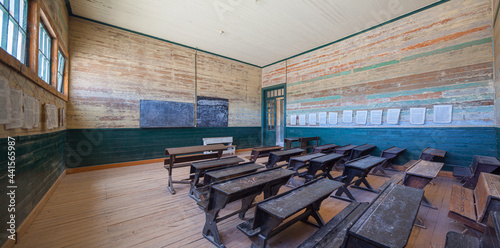 Foto Classroom in the old schoolhouse in the abandoned historic Santa Laura saltpeter
