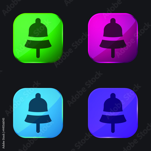 Bell four color glass button icon