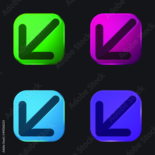 Arrows four color glass button icon