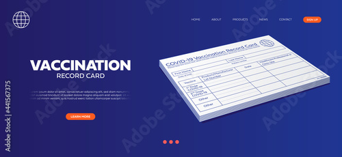 Certificate of vaccination . Health care and medical records document concept. Time to vaccinate poster or website landing page, Vector