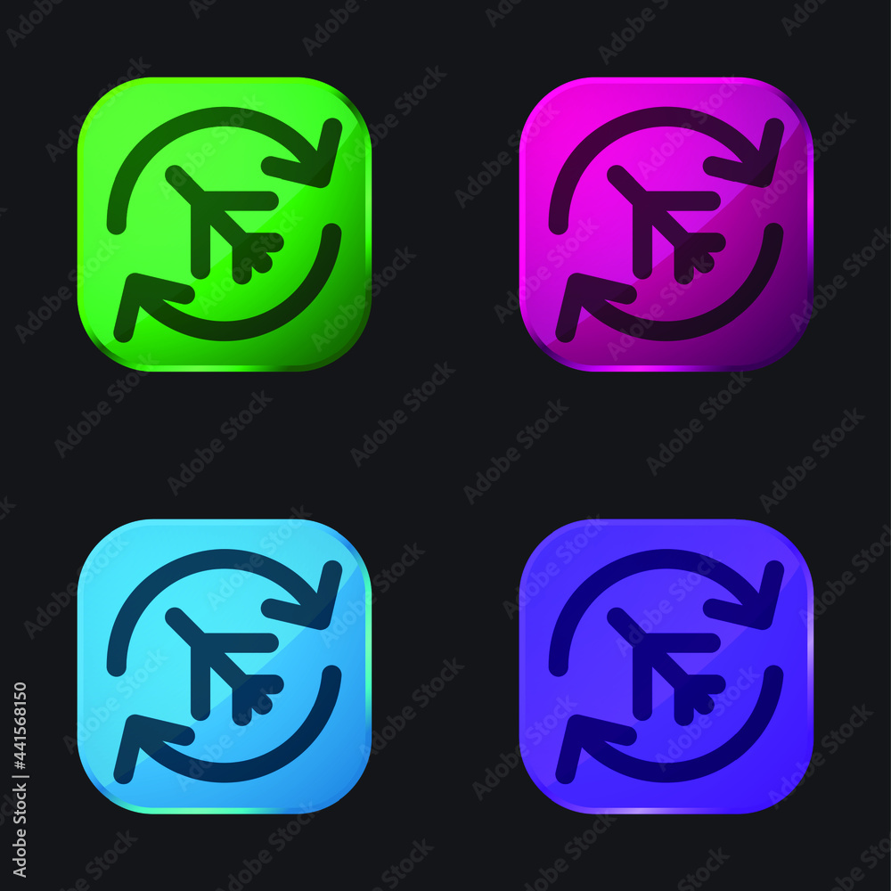 Aeroplane four color glass button icon Aeroplane four color glass button icon