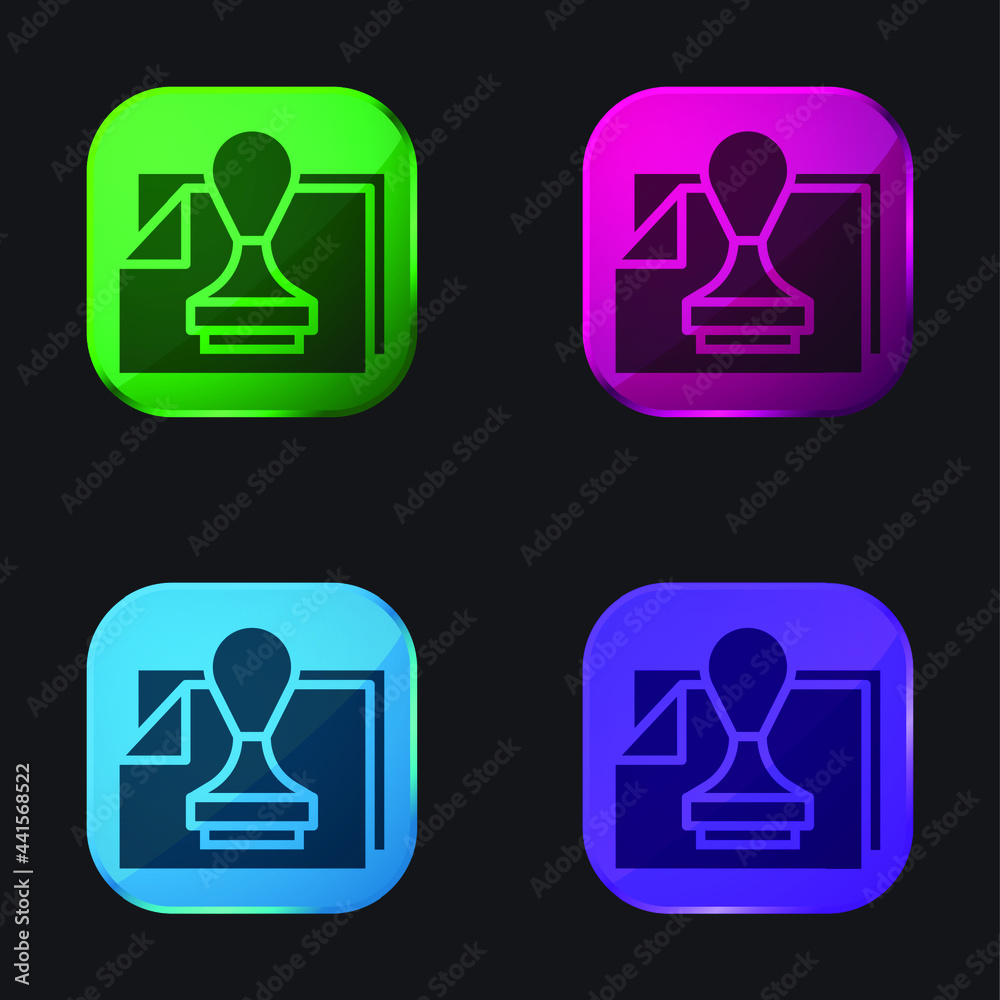 Approve four color glass button icon Approve four color glass button icon