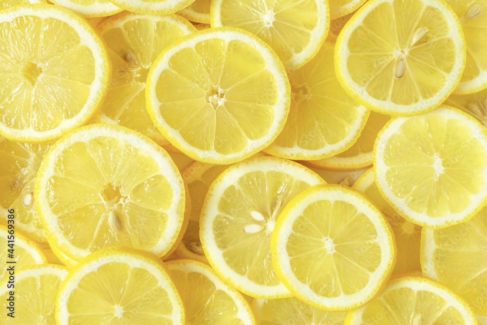 Lemon slice background material. レモンスライスの背景素材