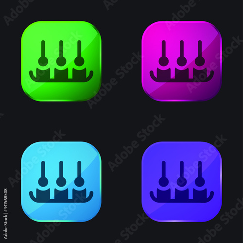 Appetizer four color glass button icon
