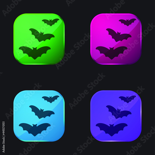 Bats four color glass button icon