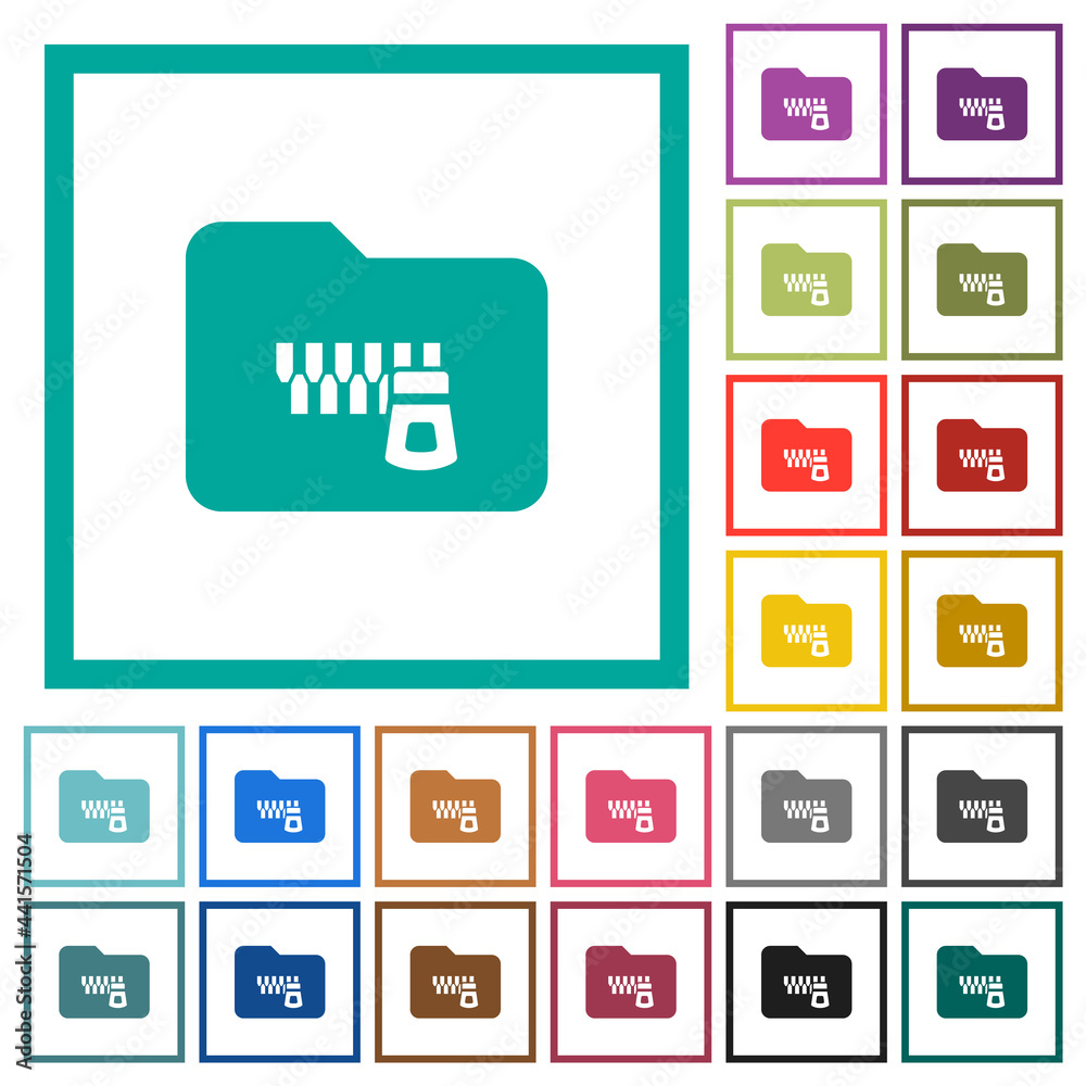 Zipped folder flat color icons with quadrant frames Zipped folder flat color icons with quadrant frames